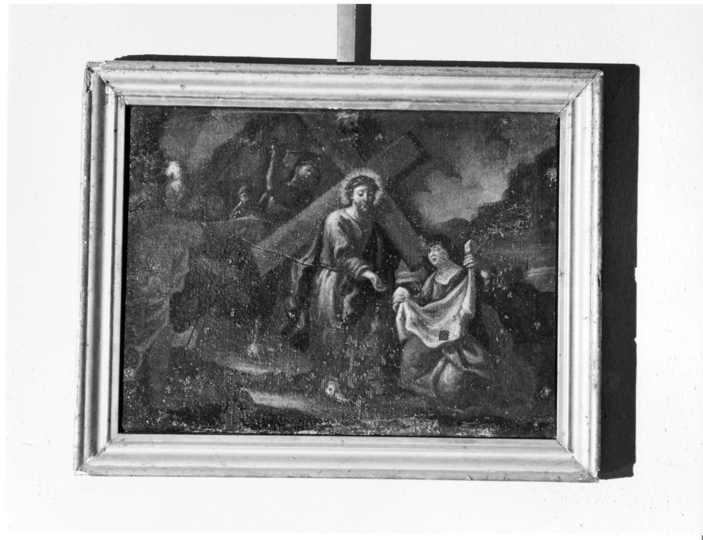 stazione VI: Gesù asciugato dalla Veronica (dipinto, ciclo) - ambito campano (sec. XIX)