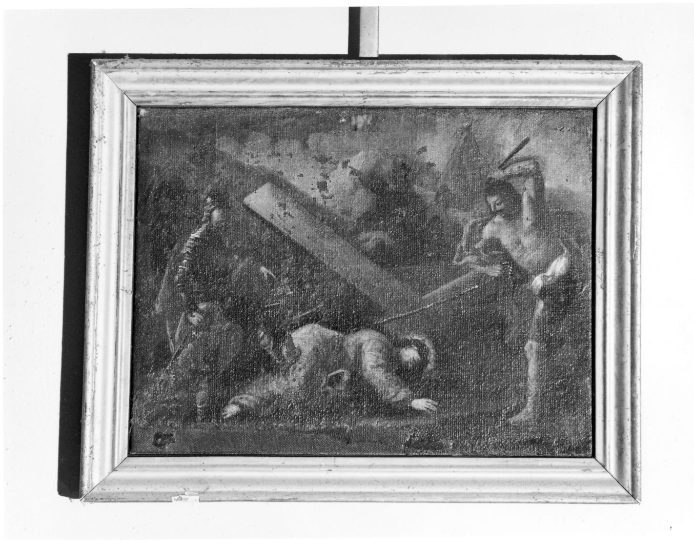 stazione IX: Gesù cade sotto la croce la terza volta (dipinto, ciclo) - ambito campano (sec. XIX)