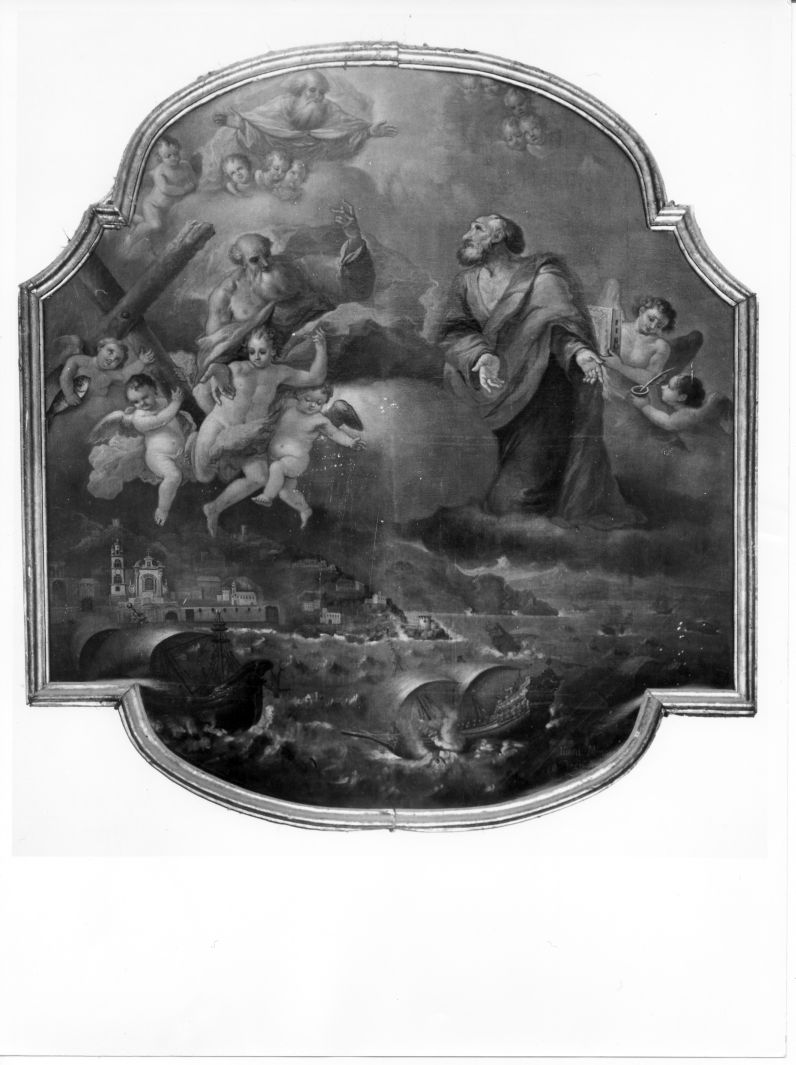 San Matteo e Sant'Andrea intercedono presso Dio Padre (dipinto) di De Liani Ottavio (attribuito) (secc. XVII/ XVIII)