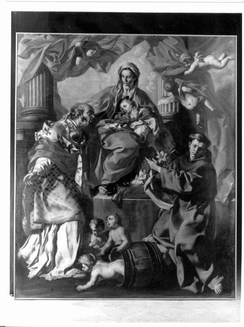 Maria Vergine bambina con Sant'Anna, San Nicola di Bari e Sant'Antonio da Padova (dipinto) di Solimena Angelo (seconda metà sec. XVII)