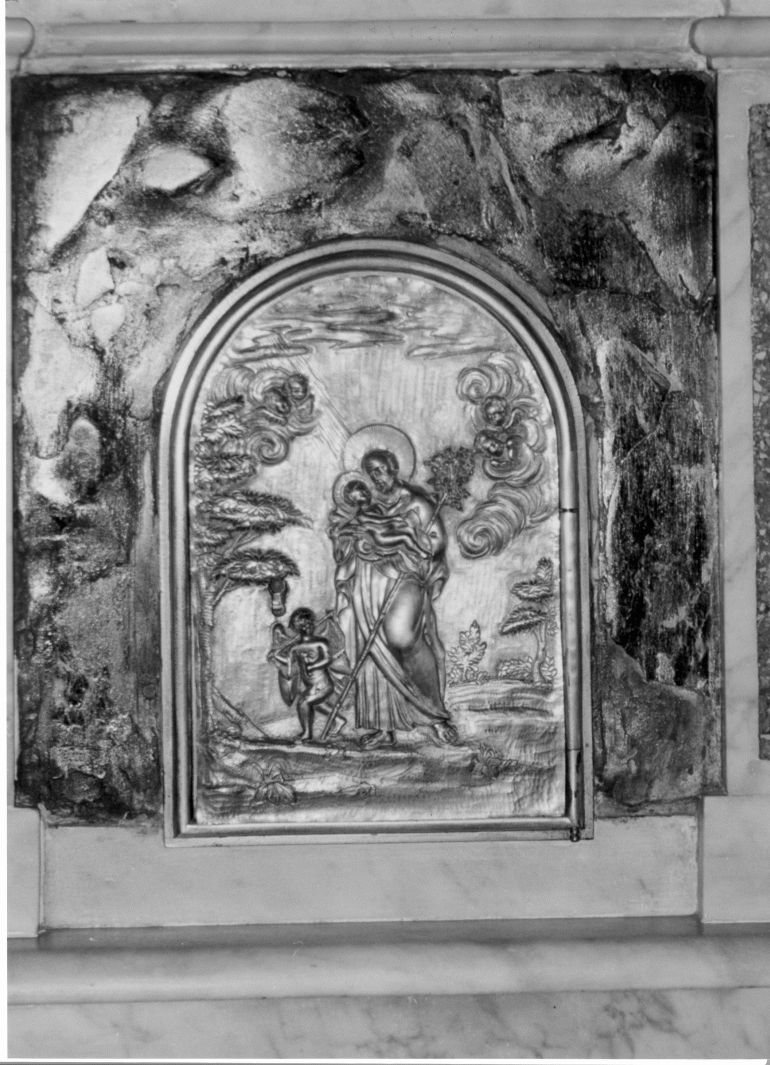 San Giuseppe e Gesù Bambino (sportello di tabernacolo, elemento d'insieme) - bottega campana (ultimo quarto sec. XIX)