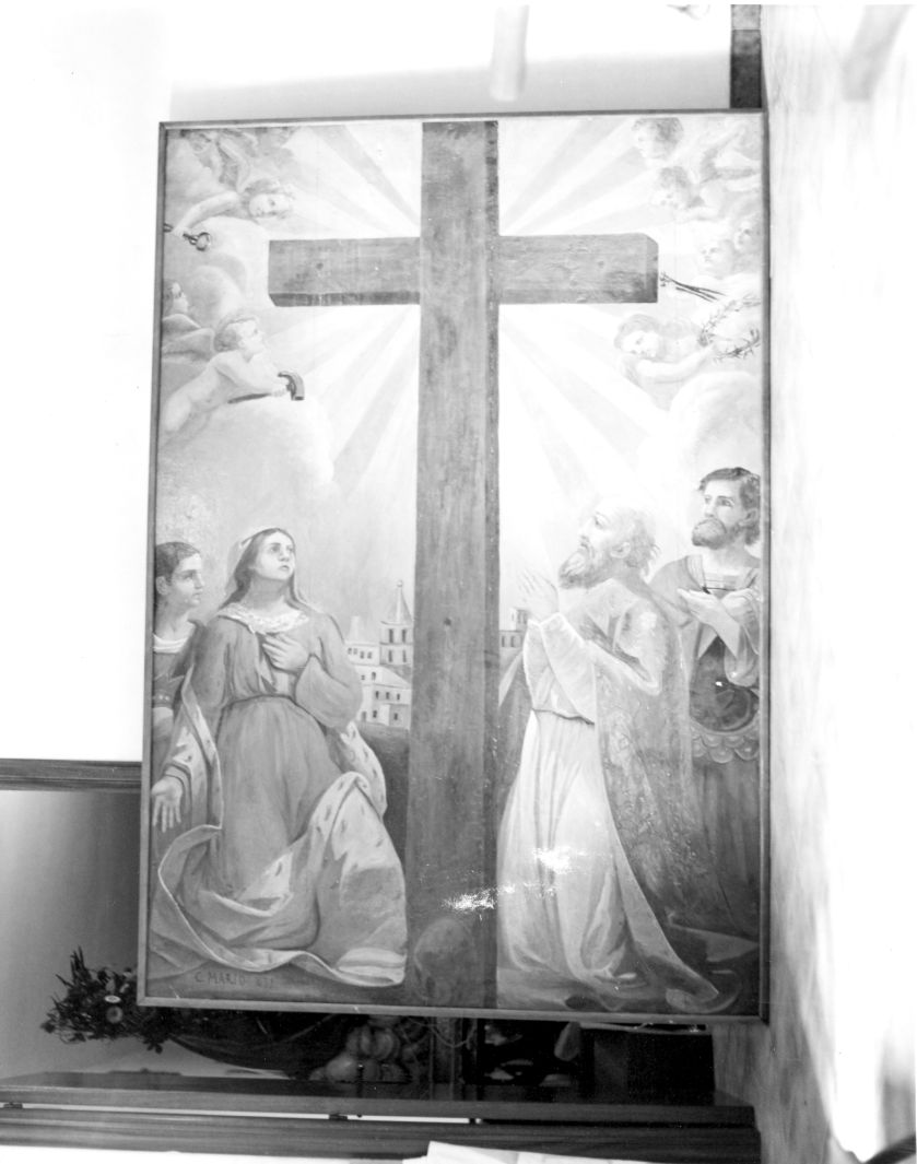 adorazione del sacro legno (dipinto) di Mario C (sec. XVII)