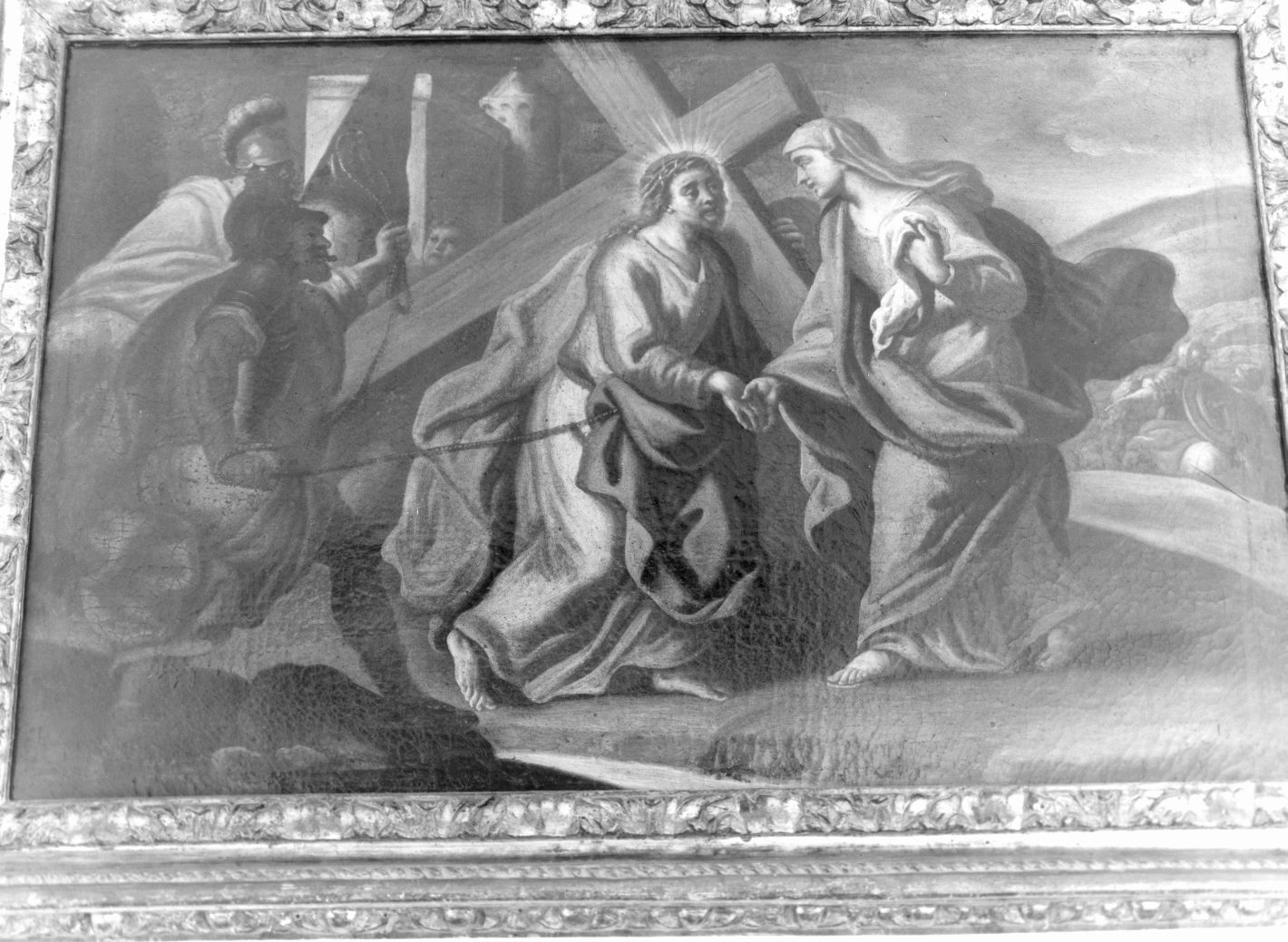 stazione IV: Gesù incontra la Madonna (Via Crucis, ciclo) di De Maio Paolo (scuola) (sec. XVIII)
