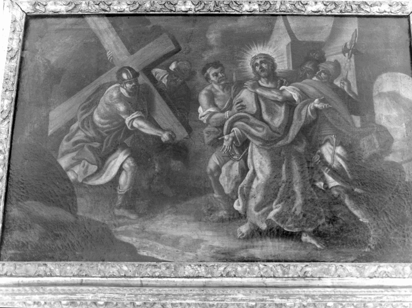 stazione II: Gesù caricato della croce (Via Crucis, ciclo) di De Maio Paolo (scuola) (sec. XVIII)