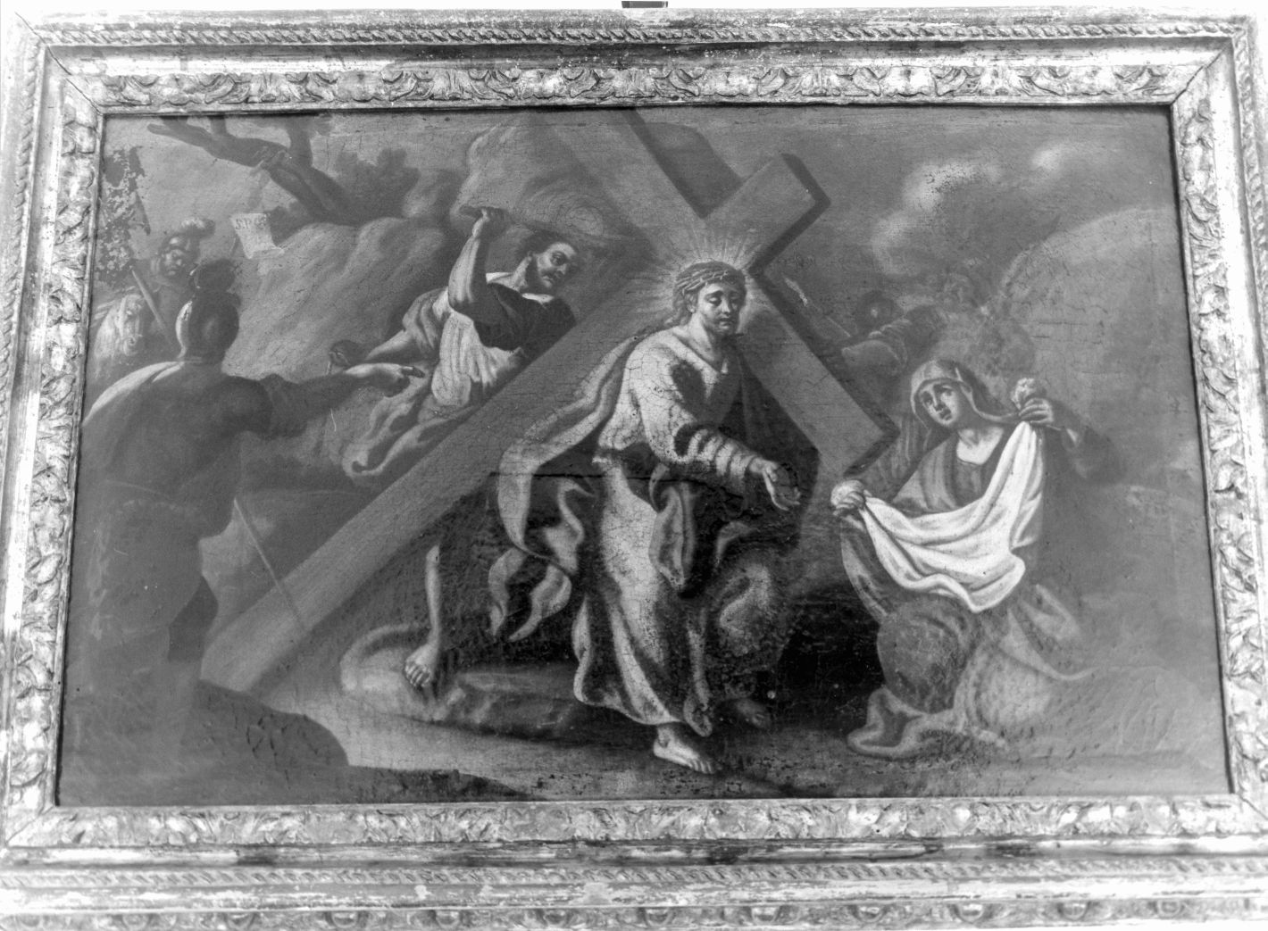 stazione VI: Gesù asciugato dalla Veronica (Via Crucis, ciclo) di De Maio Paolo (scuola) (sec. XVIII)