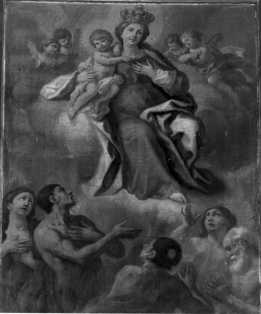 Madonna con Bambino, angeli e anime purganti (dipinto) di Mozzillo Angelo (bottega) (inizio sec. XIX)