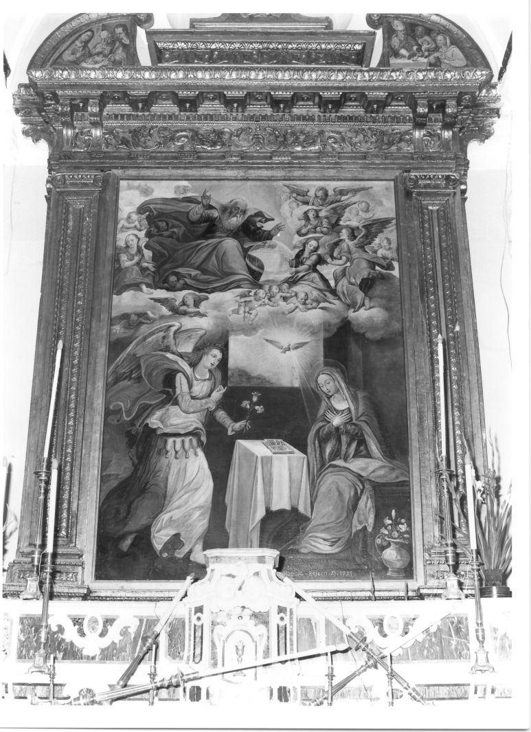 Annunciazione (dipinto) di Tramontano Decio (attribuito) (sec. XVI)