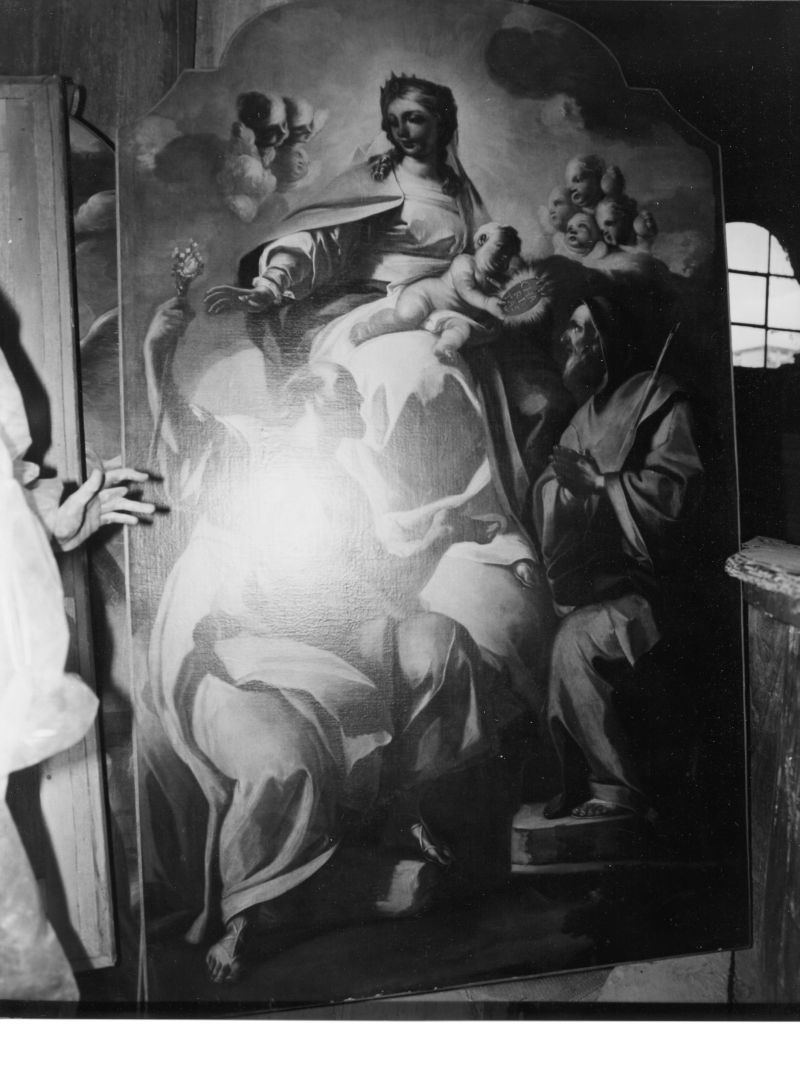 Madonna con Bambino tra San Giuseppe e San Francesco di Paola (dipinto) di Peccheneda Nicola (attribuito) (seconda metà sec. XVIII)
