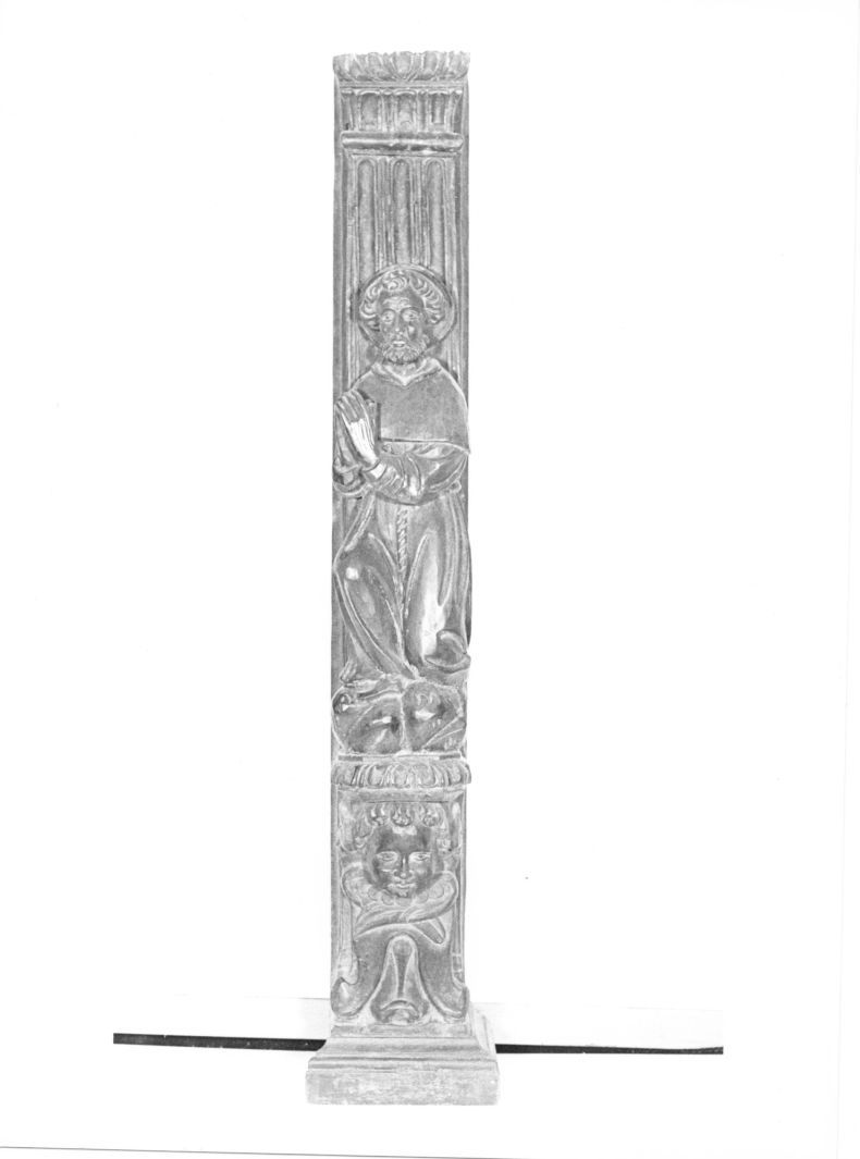 Santo francescano (pannello di stallo di coro) - bottega campana (secc. XVII/ XVIII)