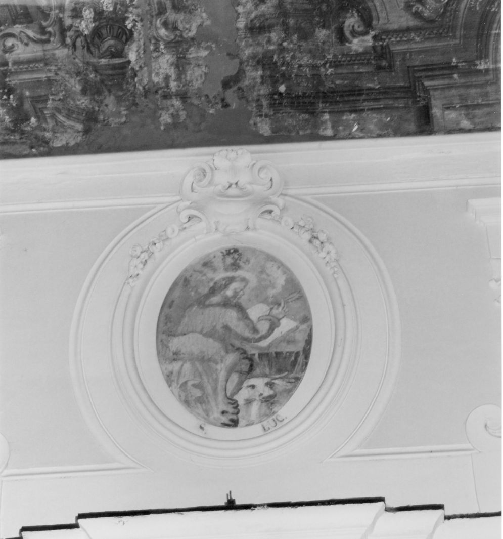 San Luca scrive il vangelo (dipinto, ciclo) di Mozzillo Angelo (bottega) (fine/inizio secc. XVIII/ XIX)