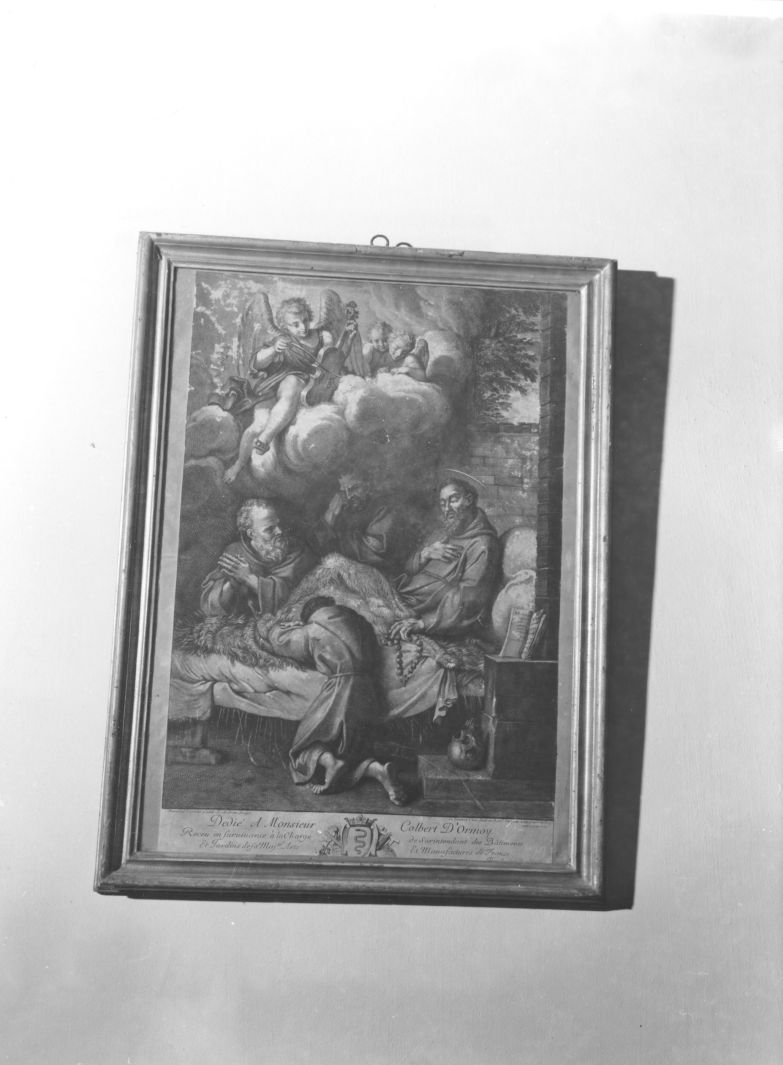 morte di San Francesco d'Assisi (stampa) di Audran Gérard, Carracci Annibale (seconda metà sec. XVIII)