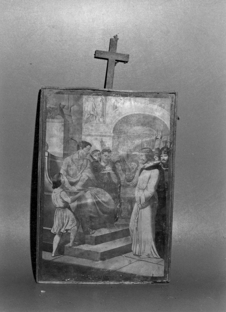 stazione I: Gesù condannato a morte (stampa colorata a mano, serie) - ambito Italia centro-meridionale (fine/inizio secc. XIX/ XX)