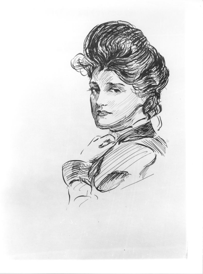 figura femminile di profilo (disegno) di Scoppetta Pietro (attribuito) (primo quarto sec. XX)