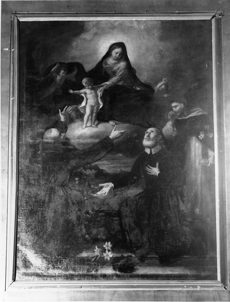 Madonna con Bambino in gloria / S. Felice da Cantalice / Filippo Neri / S. Domenico (dipinto) - ambito Italia centrale (metà sec. XVII)