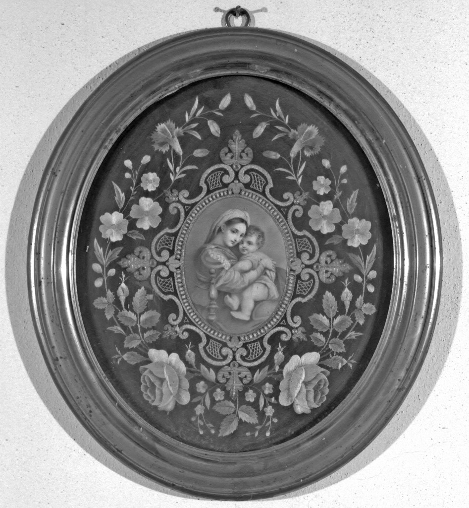 Madonna della seggiola, Madonna con Bambino (immagine devozionale) - ambito Italia centrale (sec. XIX)