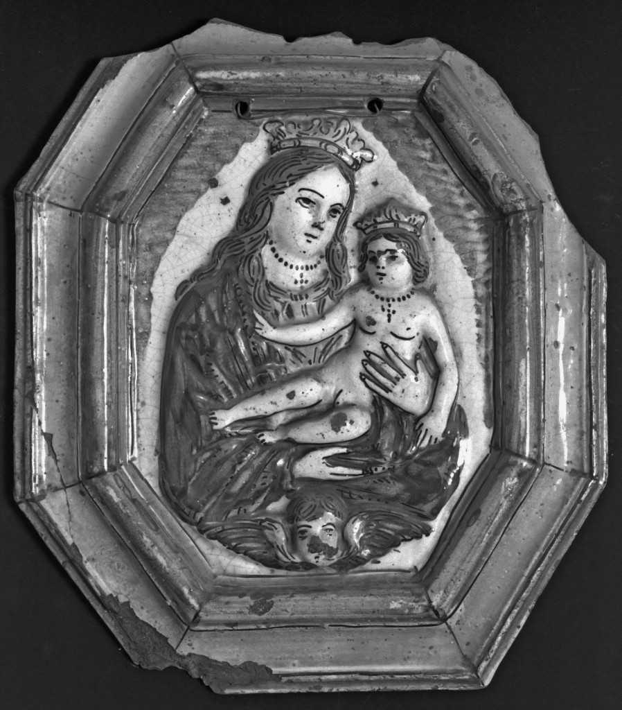 Madonna con Bambino (targa devozionale) - manifattura faentina (sec. XVIII)