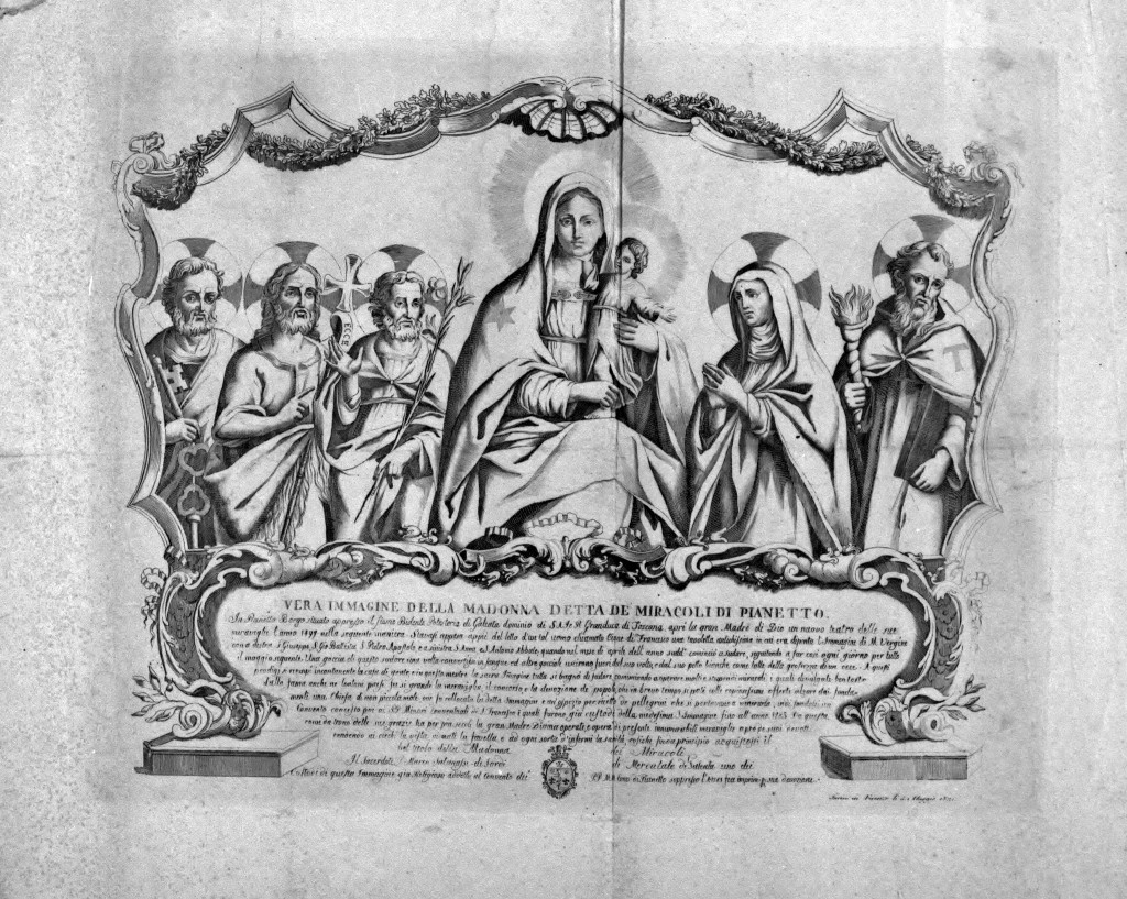 Vera immagine della Madonna detta dei Miracoli di Pianetto, Madonna (incisione) - ambito italiano (sec. XIX)