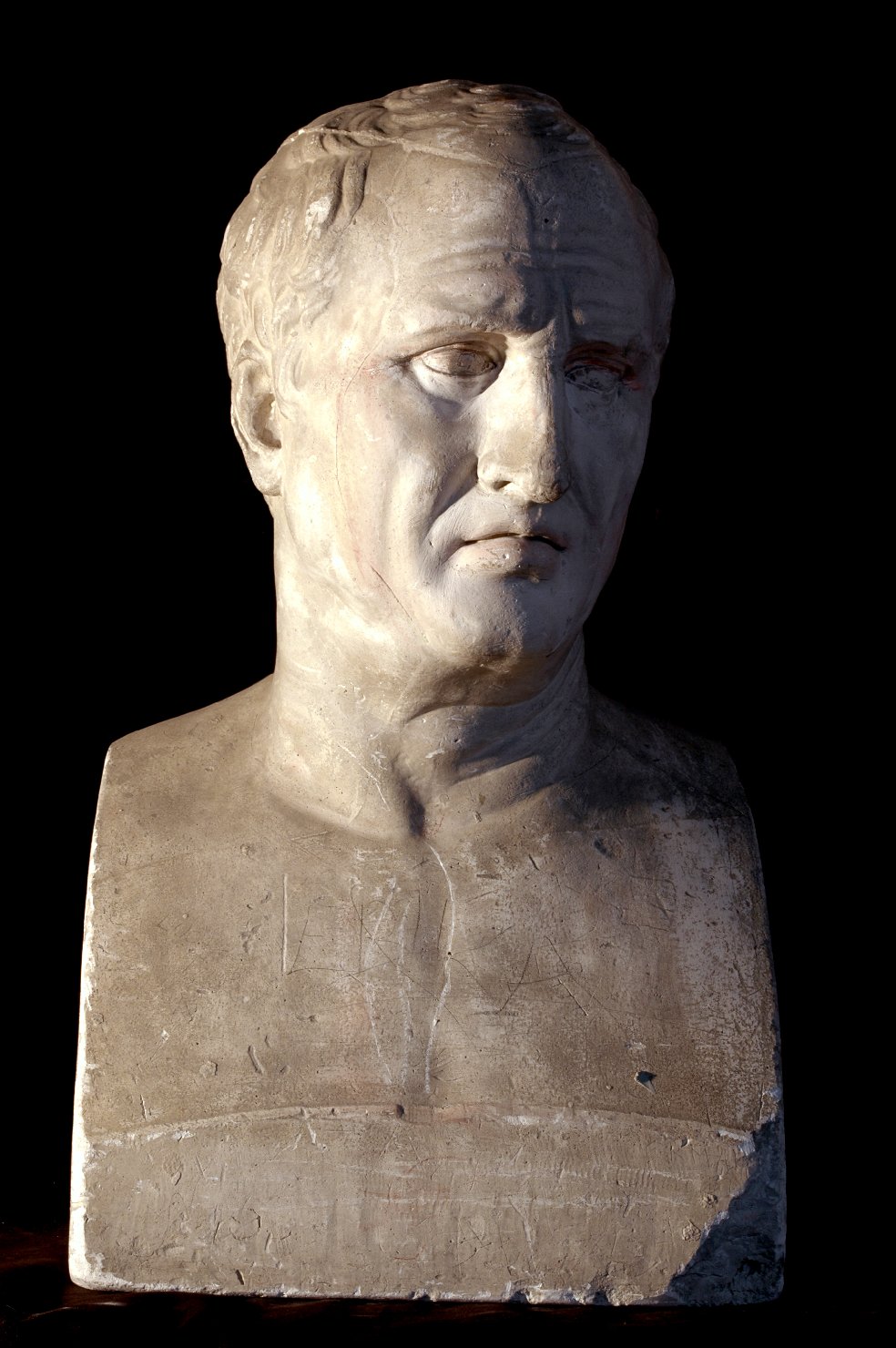 busto maschile (calco di scultura) - bottega Italia centro-settentrionale (prima metà sec. XX)
