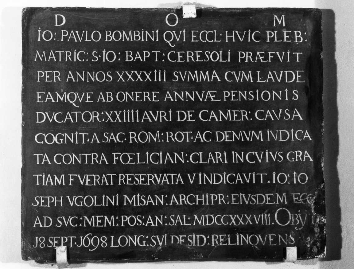 lapide celebrativa - manifattura romagnola (sec. XVII)