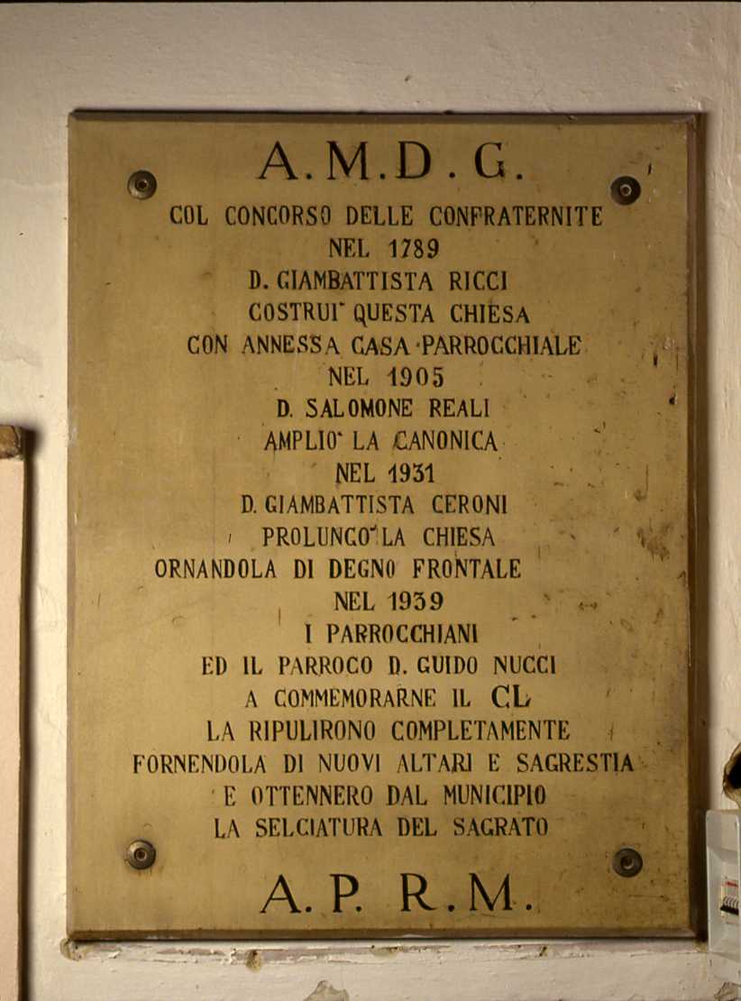 lapide documentaria, opera isolata - bottega emiliano-romagnola (sec. XIX)