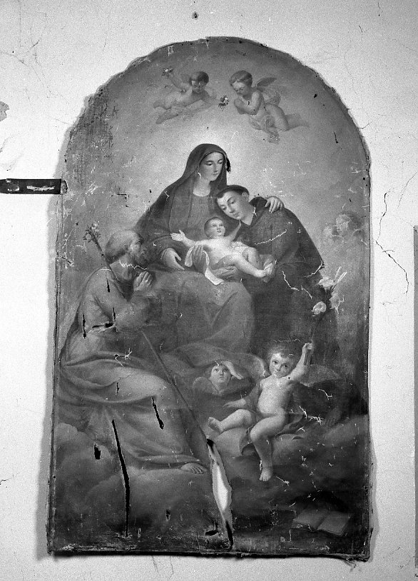Madonna con Bambino in gloria con San Giuseppe e Sant'Antonio da Padova (dipinto) - ambito romagnolo (sec. XVIII)