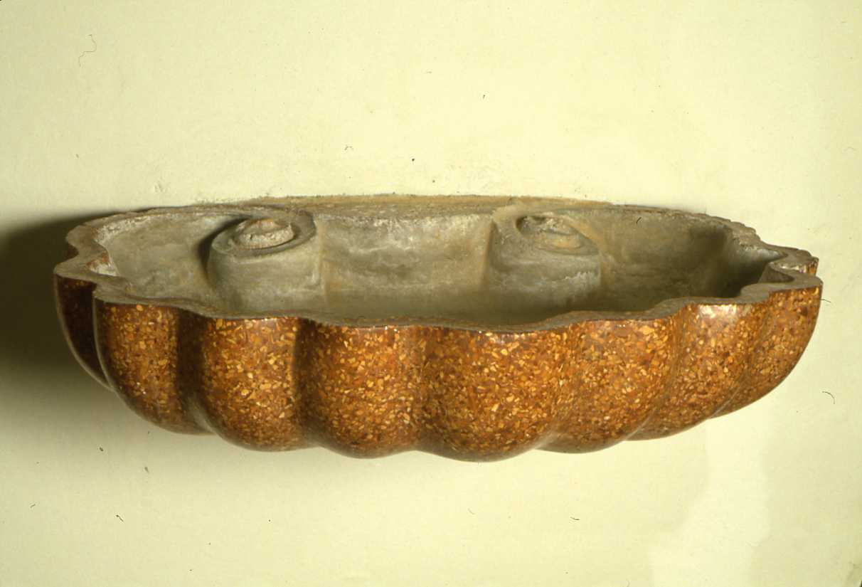 acquasantiera - bottega emiliano-romagnola (fine/inizio secc. XIX/ XX)