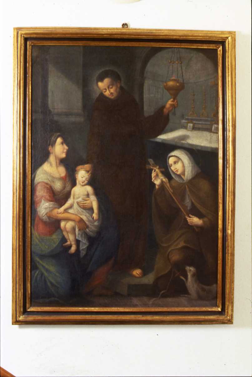 Madonna con Gesù Bambino adorata da San Francesco da Assisi e Santa Margherita da Cortona (dipinto) - ambito emiliano-romagnolo (sec. XVIII)