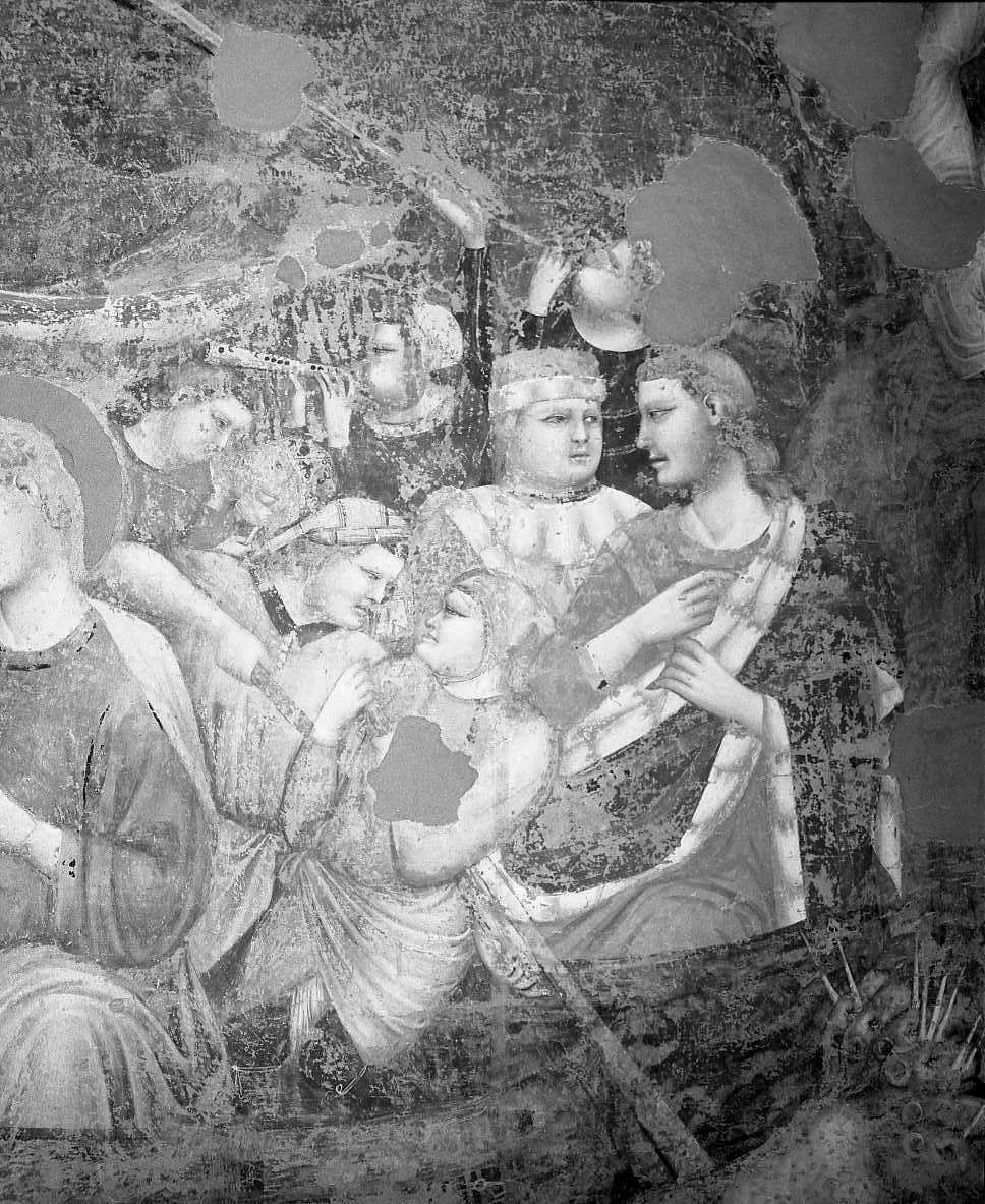 San Giovanni Evangelista resuscita Drusiana; San Giovanni Evangelista ritorna a Efeso; San Giovanni Evangelista in Patmos (dipinto) di Maestro del Coro di Sant'Agostino (sec. XIV)