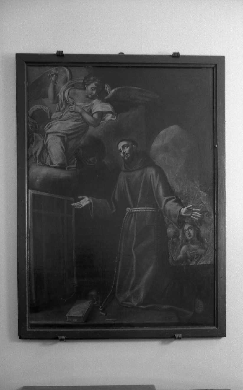 San Francesco d'Assisi, angelo con ampolla e anime purganti (dipinto) di Lascari Marco Maria (attribuito) (fine sec. XVII)