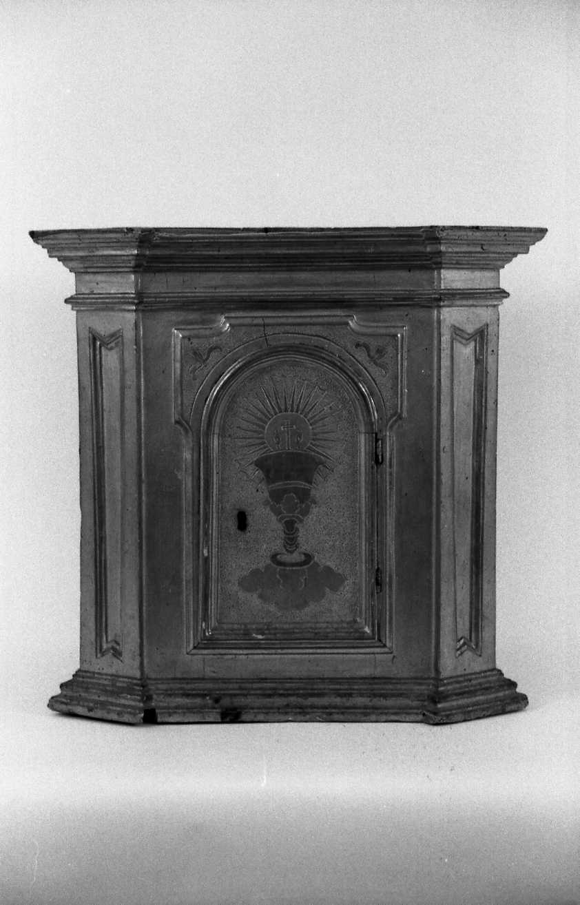 tabernacolo - a frontale architettonico - manifattura romagnola (fine/inizio secc. XVIII/ XIX)