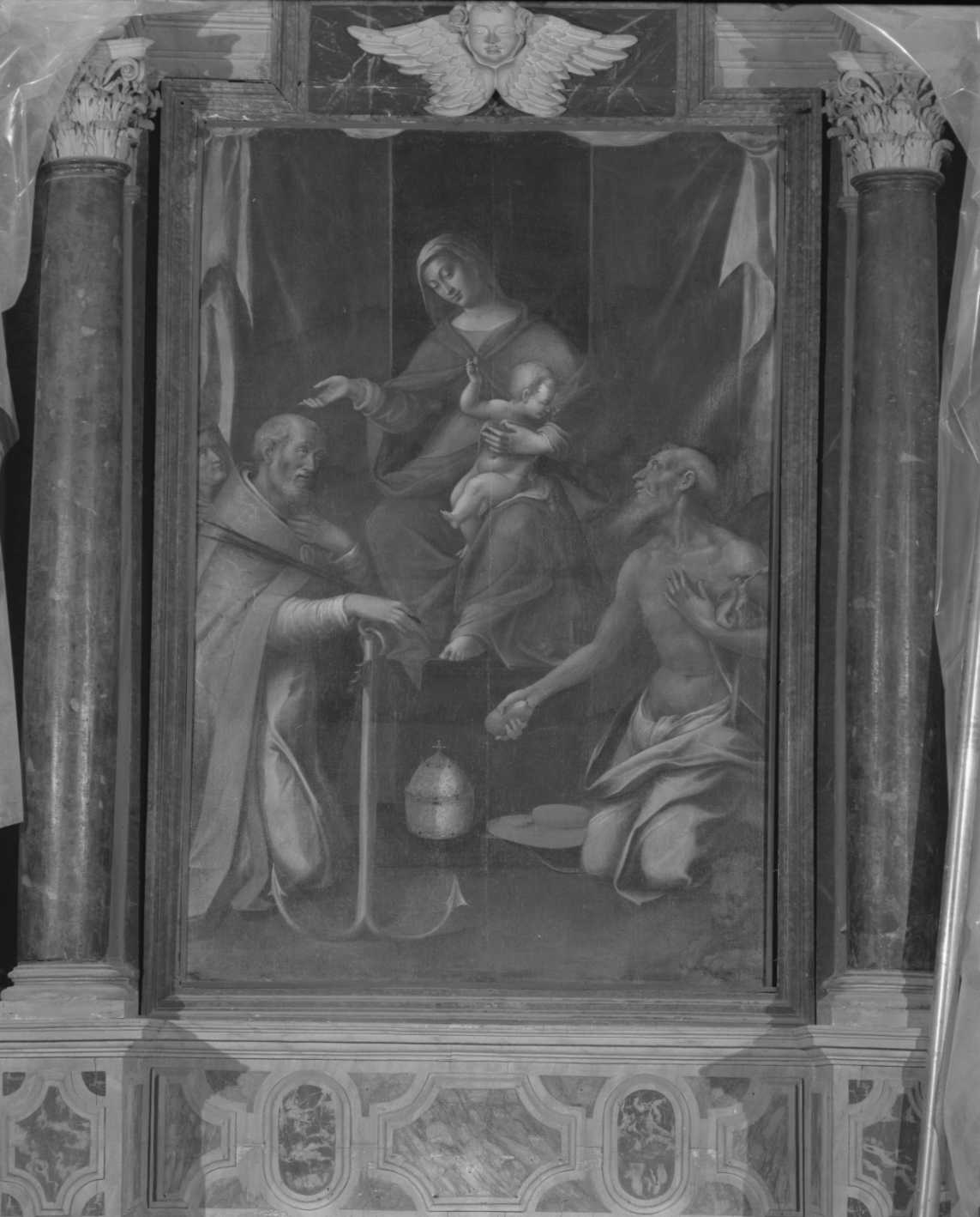 Madonna col Bambino, San Girolamo e San Clemente, Madonna e Santi (pala d'altare) di Longhi Francesco (sec. XVII)
