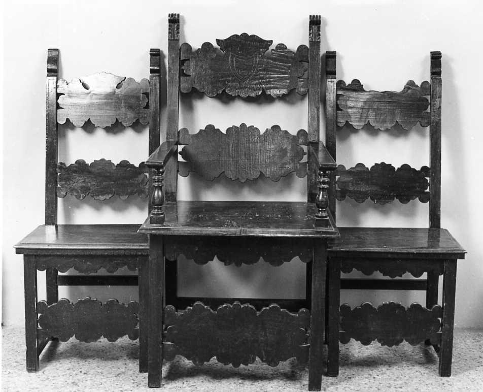 servizio di sedie, insieme - manifattura romagnola (fine/inizio secc. XVII/ XVIII)