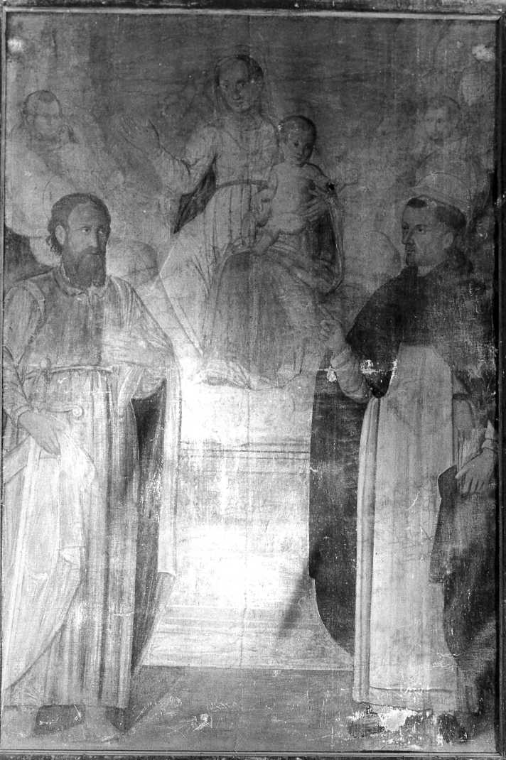 Madonna con Bambino in trono tra santi (dipinto) - ambito romagnolo (seconda metà sec. XVII)