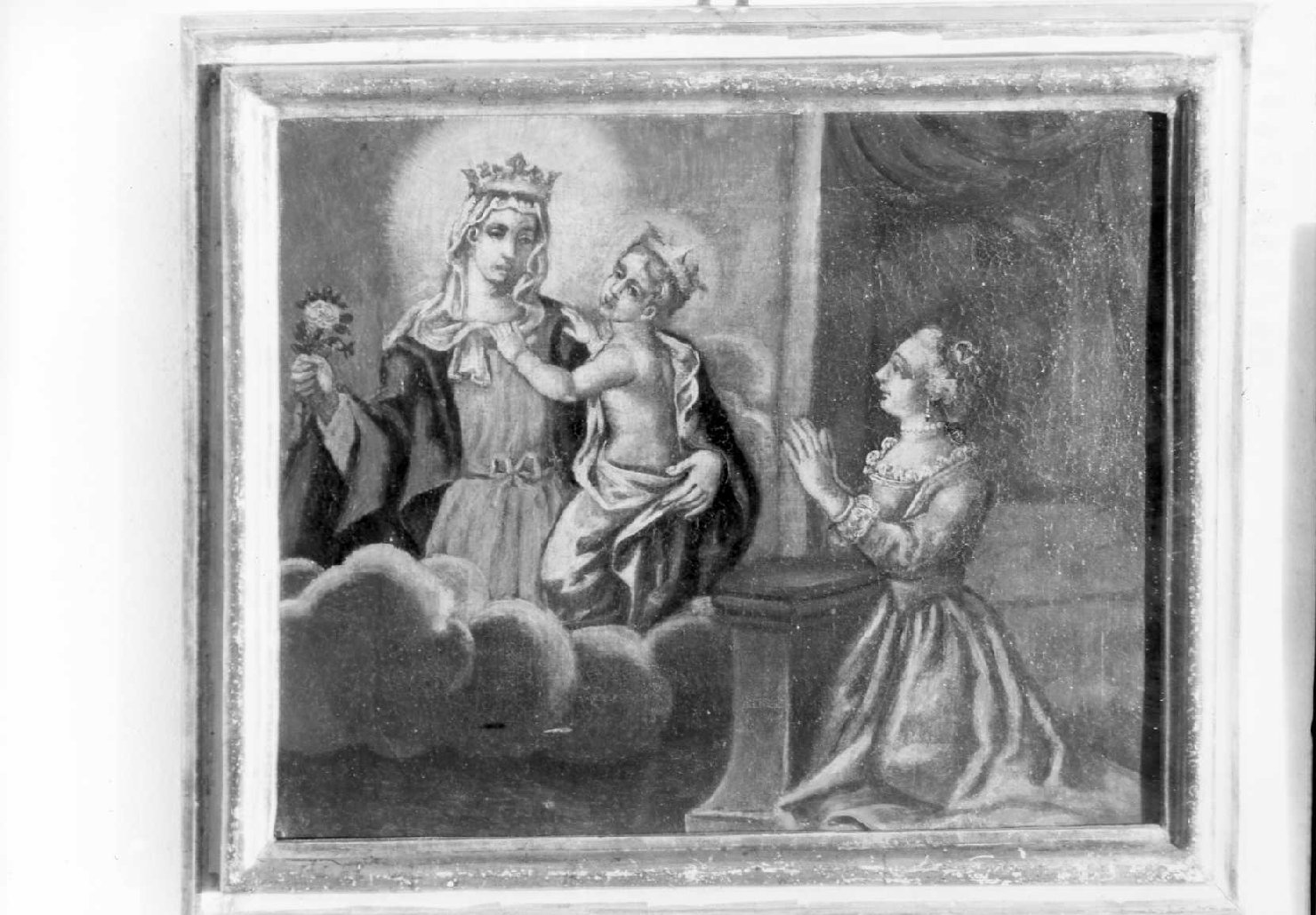 Madonna con Bambino e donatrice (ex voto dipinto, elemento d'insieme) - ambito romagnolo (sec. XIX)