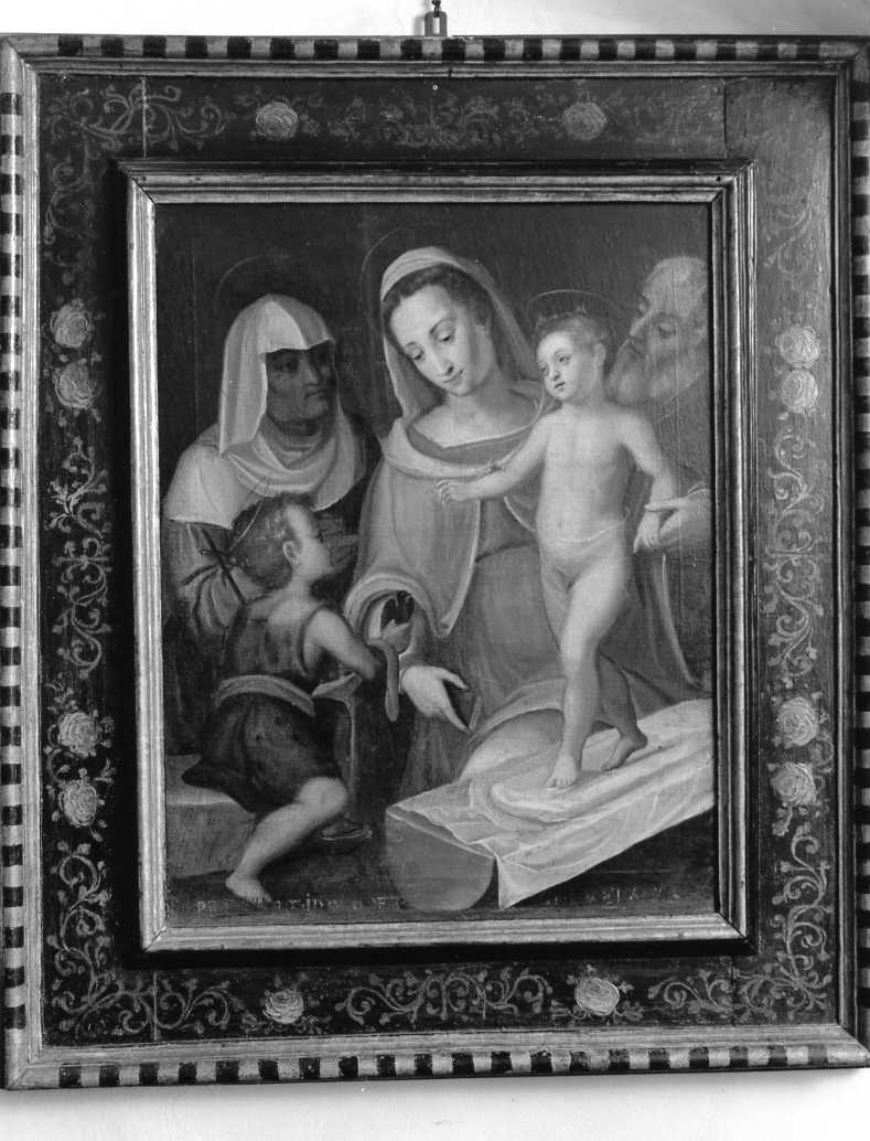 Madonna con Bambino con San Giovannino, Sant'Anna e San Gioacchino (dipinto) di Van der Straet Jan detto Giovanni Stradano (fine sec. XVI)