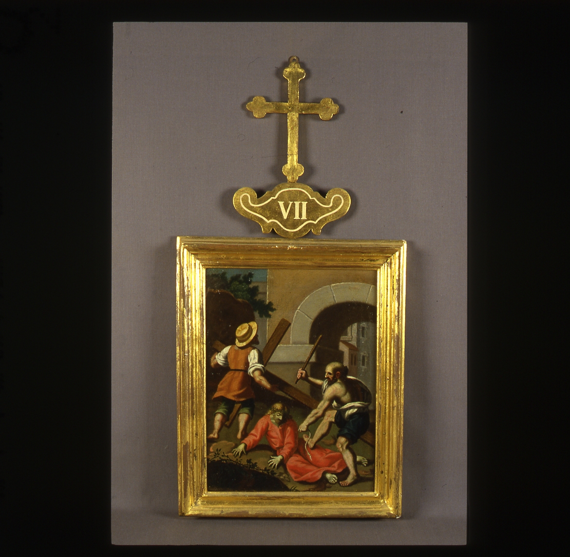 stazione VII: Gesù cade sotto la croce la seconda volta (Via Crucis) - ambito emiliano-romagnolo (prima metà sec. XIX)
