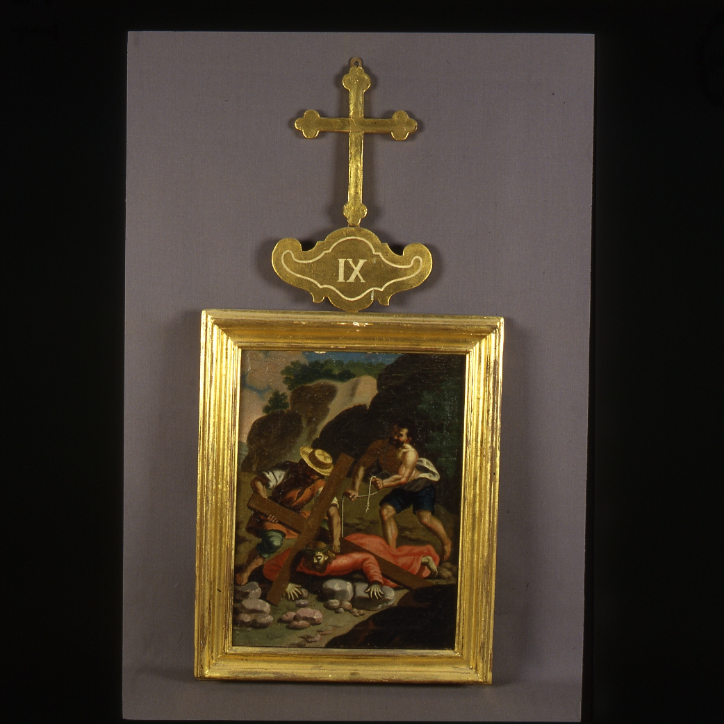 stazione IX: Gesù cade sotto la croce la terza volta (Via Crucis) - bottega emiliano-romagnola (prima metà sec. XIX)