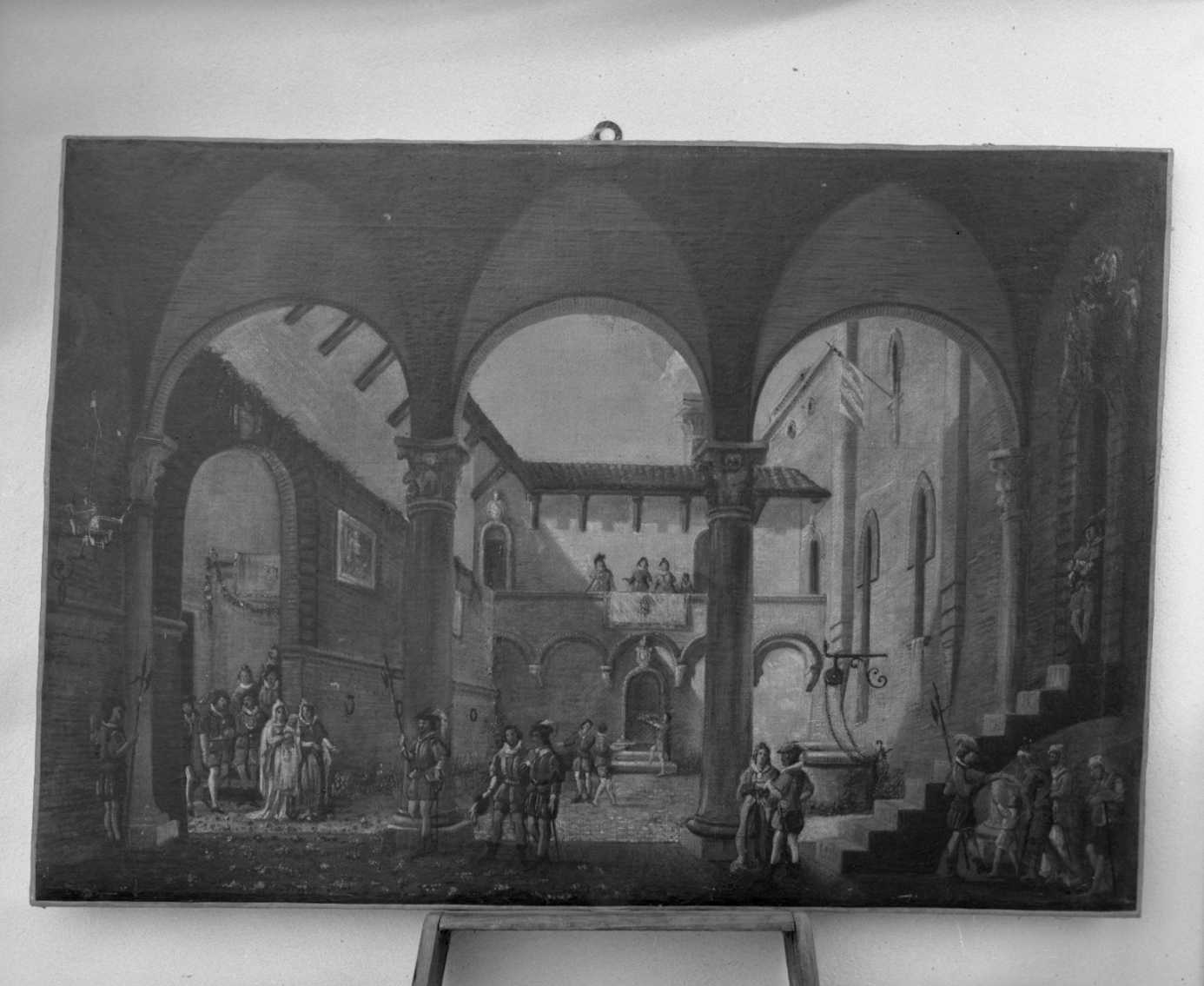 Il vecchio palazzo Brandolini, veduta di un palazzo (dipinto) - ambito romagnolo (sec. XIX)