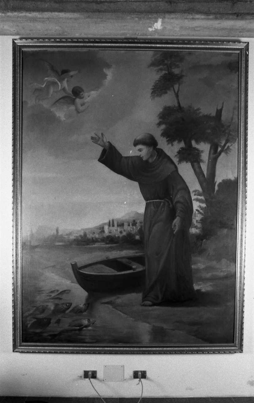Sant'Antonio da Padova predica ai pesci (dipinto) - ambito romagnolo (metà sec. XX)