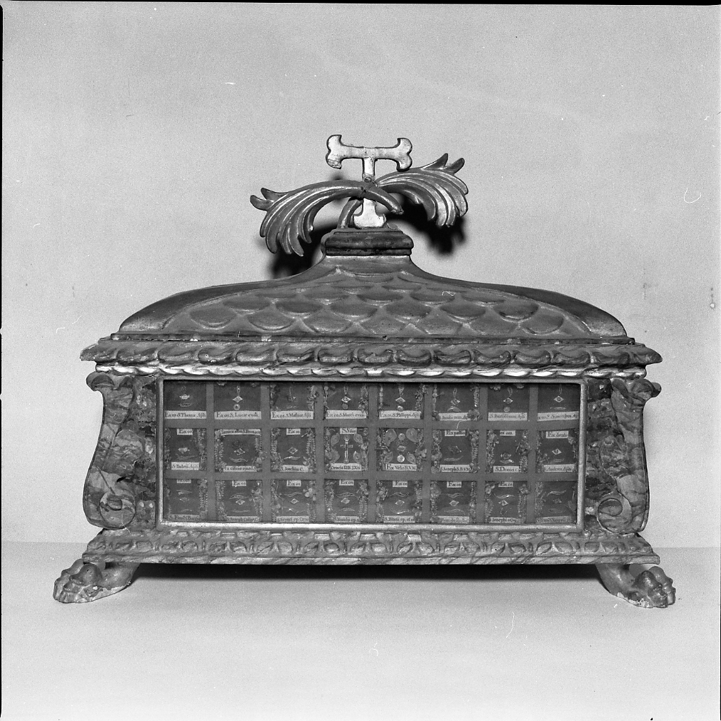 reliquiario a teca - a cassetta, serie - bottega romagnola (secc. XVII/ XVIII)