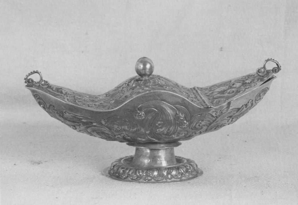 navicella portaincenso - a doppia valva, elemento d'insieme - bottega romagnola (sec. XVIII)