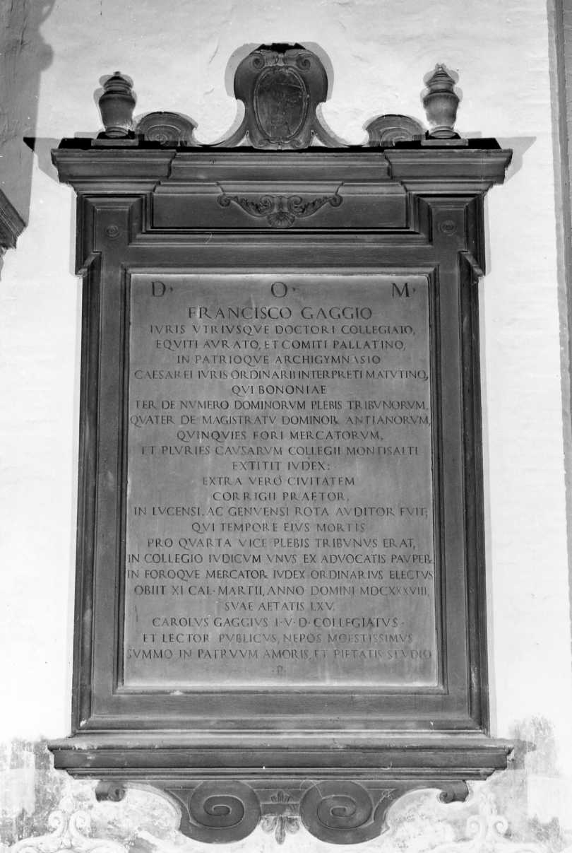 lapide commemorativa - ambito bolognese (sec. XVII)