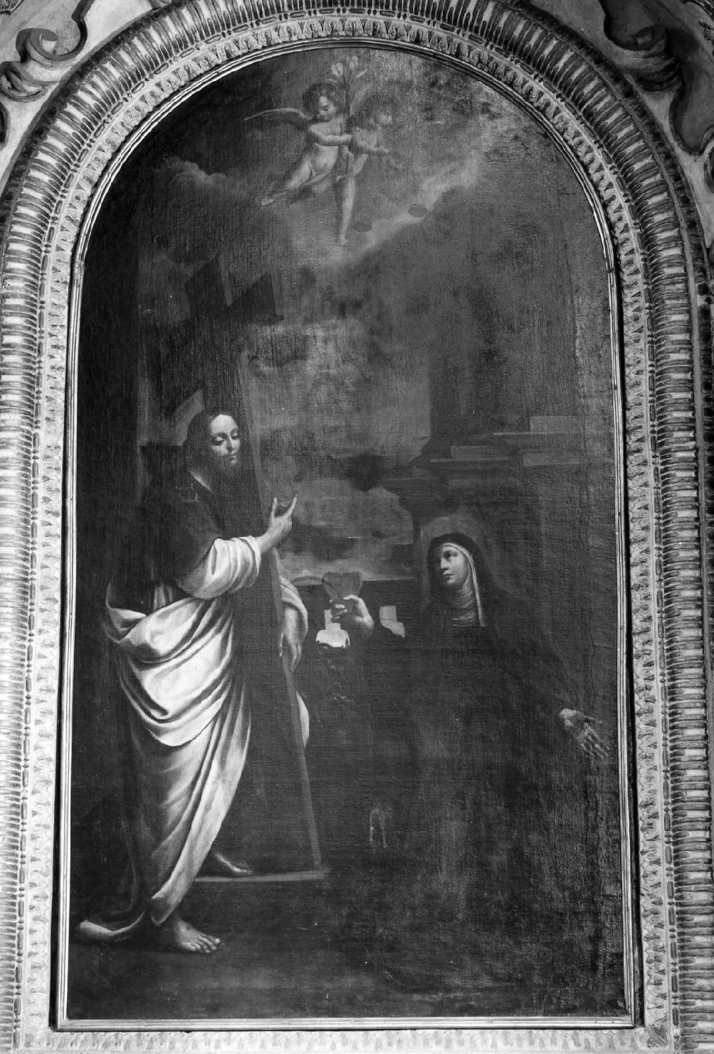 Cristo appare alla Beata Chiara da Montefalco (pala d'altare) di Righetti Mario (sec. XVII)
