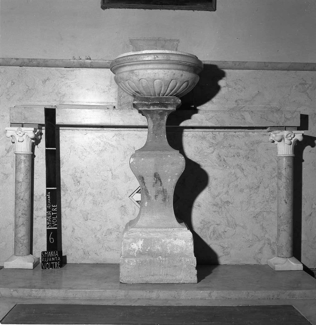 fonte battesimale - a fusto - bottega romagnola (secc. XVI/ XVII)