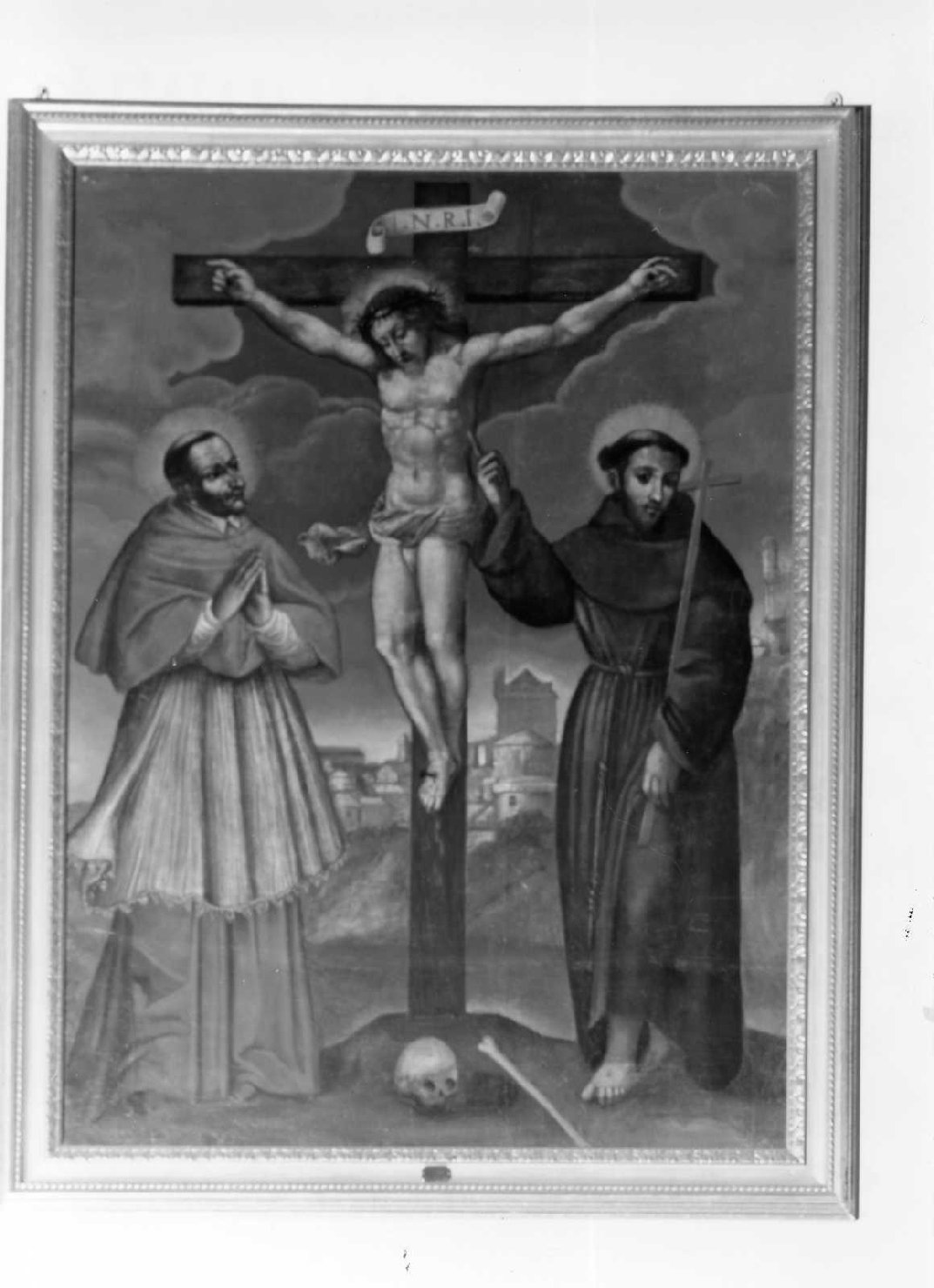 Cristo crocifisso con San Francesco d'Assisi e San Girolamo (dipinto) - ambito romagnolo (sec. XVIII)