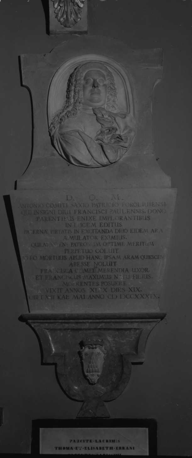 Busto di Antonio Sassi, busto ritratto d'uomo (monumento funebre) - ambito romagnolo (secondo quarto sec. XVIII)