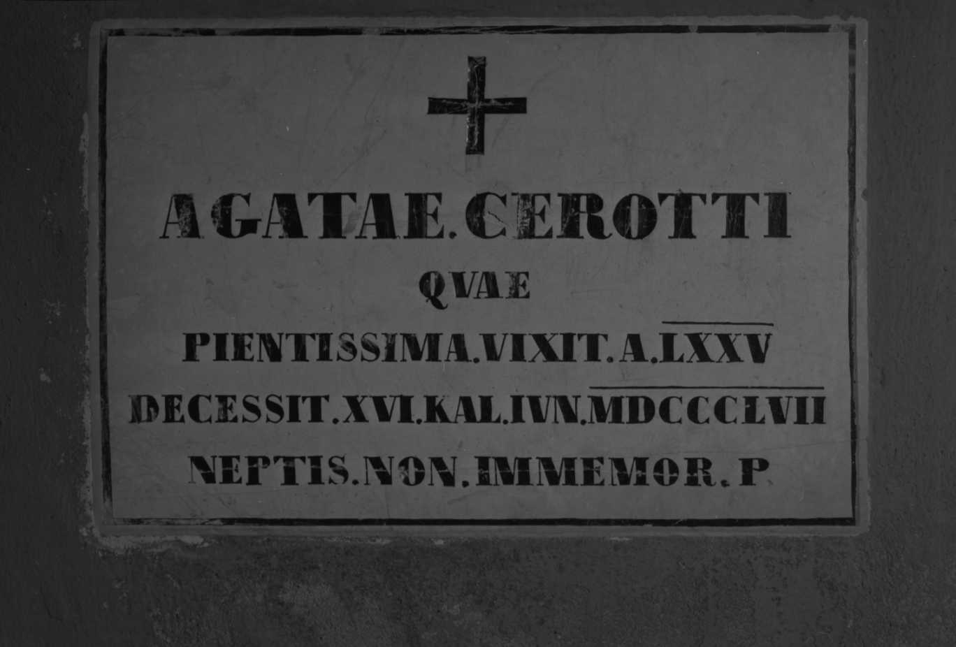 lapide - ambito romagnolo (metà sec. XIX)