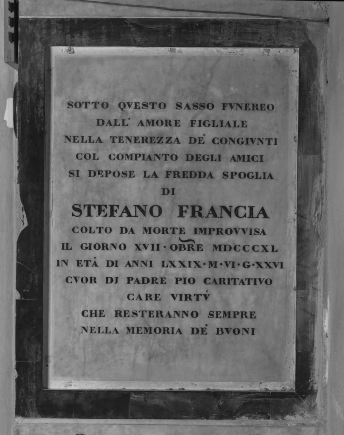 lapide - ambito forlivese (metà sec. XIX)