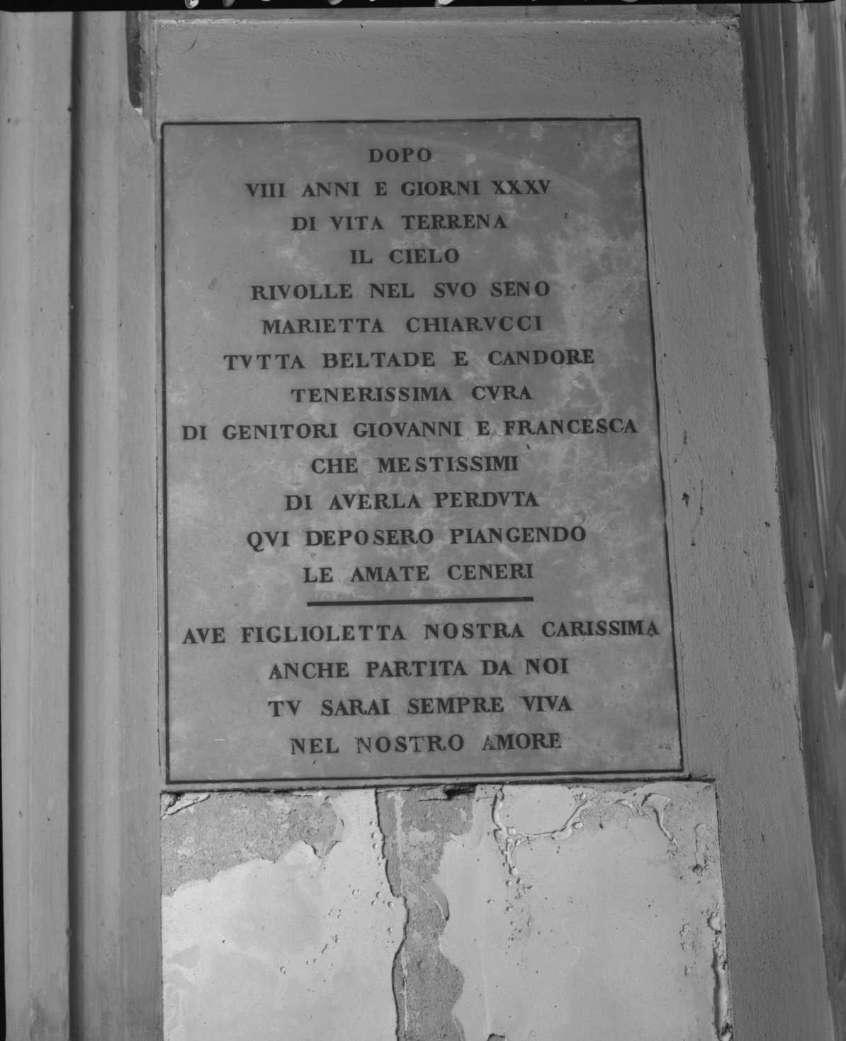 lapide - ambito forlivese (seconda metà sec. XIX)