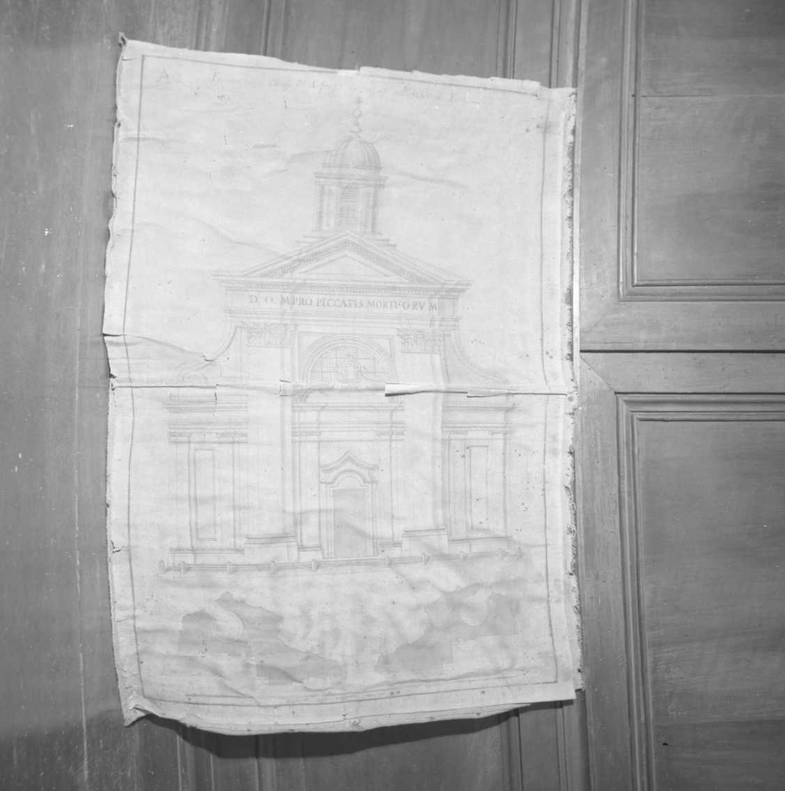 Disegno architettonico: prospetto della Chiesa del Suffragio (dipinto) di Merenda Giuseppe (metà sec. XVIII)